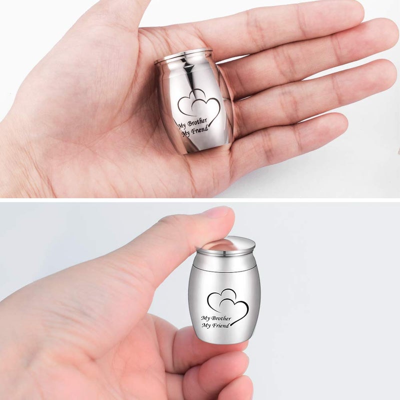 Dletay Small Keepsake Urns for Human Ashes Mini Cremation Urns for Ashes Stainless Steel Memorial Ashes Holder-My Brother My Friend - Image 3